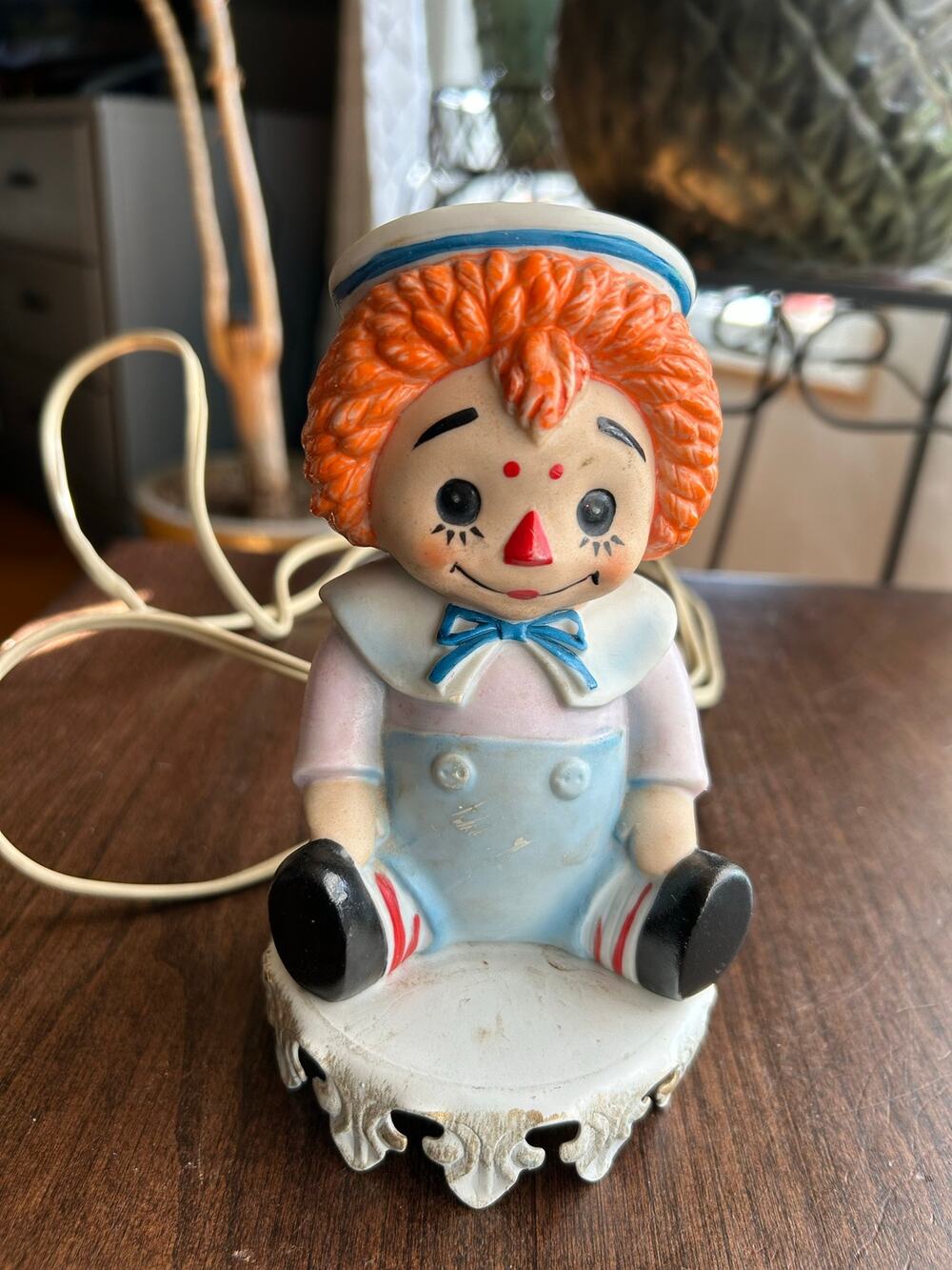 Vintage RAGGEDY ANDY NIGHT LIGHT TABLE LAMP ALADDIN GIFTWARE 6"X 4¼” RETRO